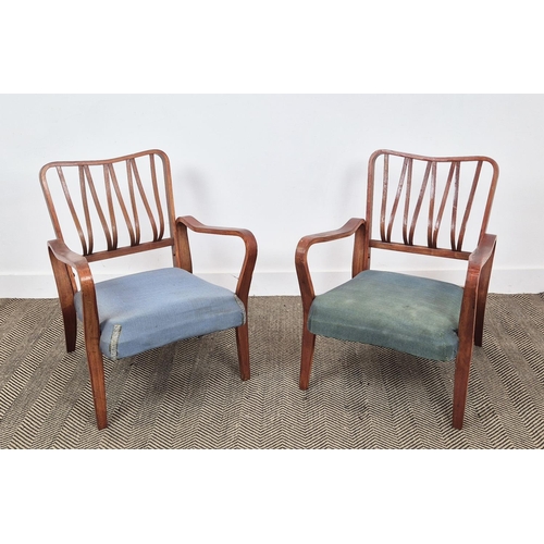 385 - ATTRIBUTED TO PACK FURNITURE LINDEN CHAIRS, a pair, designed by G.A. Jenkins, mid 20th century bentw... 