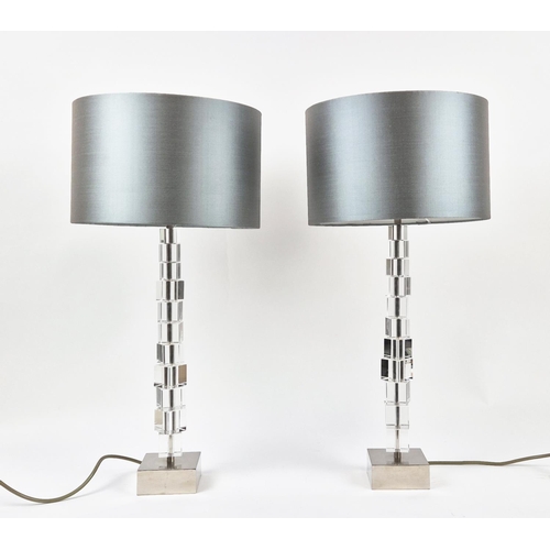 387 - PORTA ROMANA TABLE LAMPS, a pair, with shades, 64cm H approx. (2)