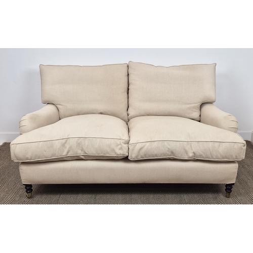 390 - GEORGE SMITH SOFA, taupe fabric upholstered, 90cm H x 172cm x 115cm.