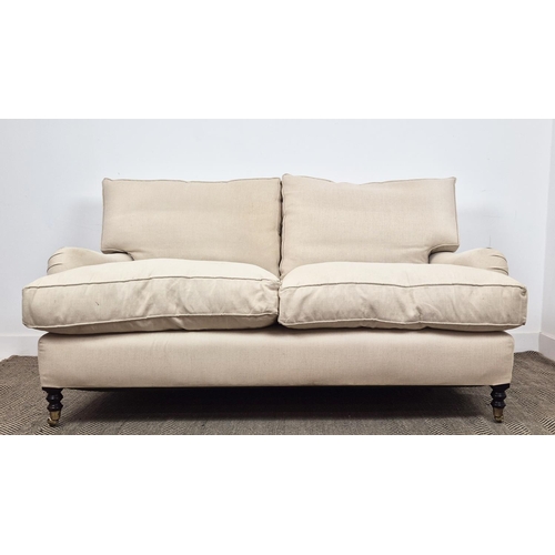 390 - GEORGE SMITH SOFA, taupe fabric upholstered, 90cm H x 172cm x 115cm.