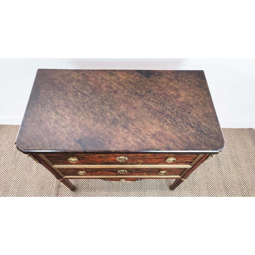 392 - THEODORE ALEXANDER COMMODE, Louis XVI style chinoiserie lacquered with faux marble top over two draw... 