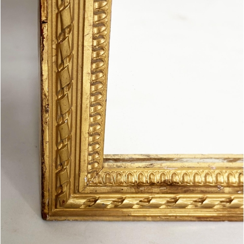 395 - DRESSING MIRROR, early 20th century giltwood with fluted frieze and moulded frame, 53cm x 156cm H.