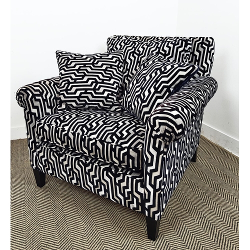 544 - DURESTA ARMCHAIR, in geometric fabric, 95cm x 92cm x 93cm H.