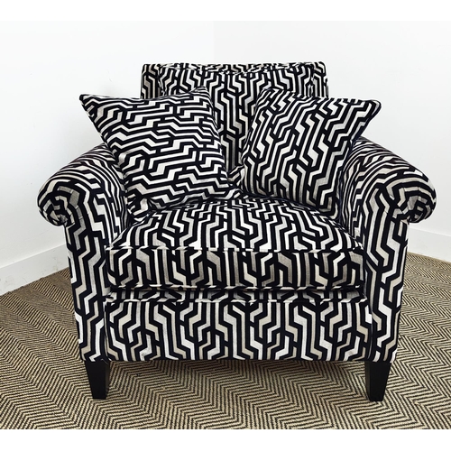 544 - DURESTA ARMCHAIR, in geometric fabric, 95cm x 92cm x 93cm H.