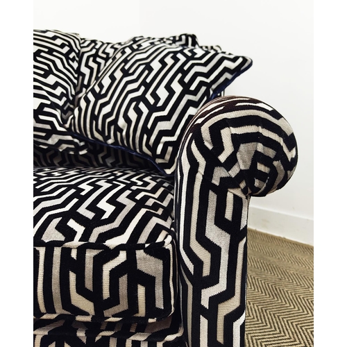 544 - DURESTA ARMCHAIR, in geometric fabric, 95cm x 92cm x 93cm H.