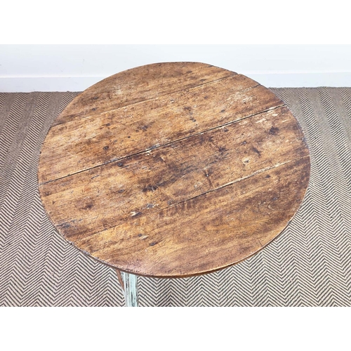 567 - CRICKET TABLE, early 19th century poplar and later painted with planked circular top, 70cm H x 80cm ... 