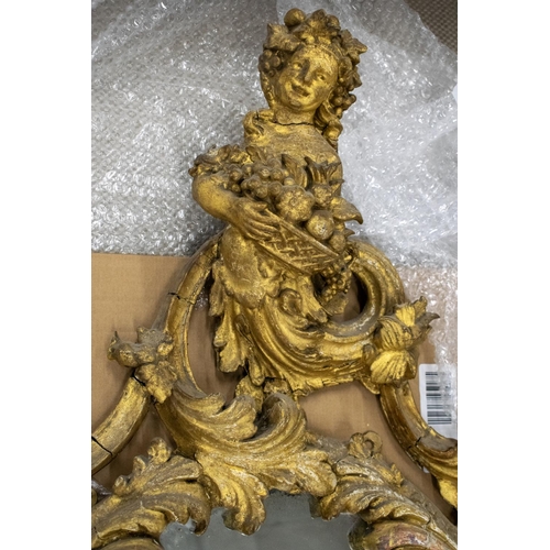 568 - GIRANDOLE, Victorian giltwood with oval plate and triple sconces, 125cm H x 73cm W.