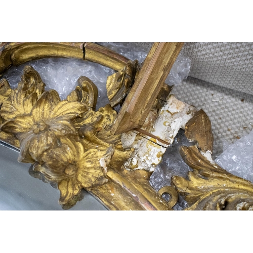 568 - GIRANDOLE, Victorian giltwood with oval plate and triple sconces, 125cm H x 73cm W.