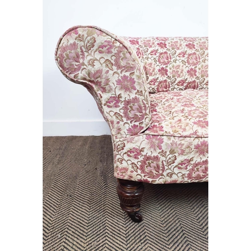 569 - CHESTERFIELD SOFA, Victorian mahogany and gilt heightened with floral patterned upholstery, 67cm H x... 