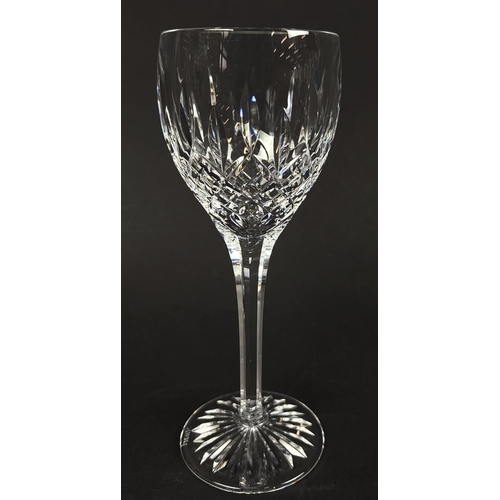 9 - STUART CUT CRYSTAL 'SHAFTESBURY' WINE GLASSES, a set of eight, a set of six smaller glasses and a de... 