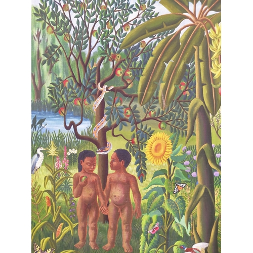 90 - COQUE MARTINEZ (Spanish 1926-2009), 'Adam and Eve', oil on canvas, 90cm x 59cm, framed.