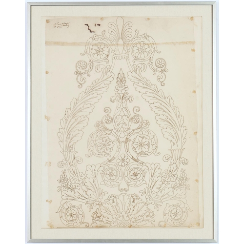 142 - A SET OF FOUR FRENCH ORIGINAL DESIGN DRAWINGS, for silk on tissue from Lyon, France
early 1800’s, mo... 