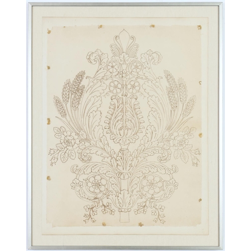 142 - A SET OF FOUR FRENCH ORIGINAL DESIGN DRAWINGS, for silk on tissue from Lyon, France
early 1800’s, mo... 