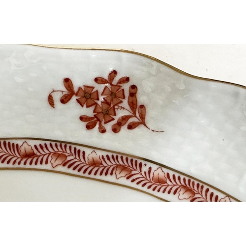 559 - HEREND, Hungarian porcelain, bouquet rust pattern  with tray plate, four cups and six saucers and a ... 