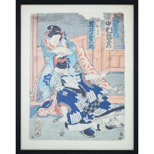 51 - JAPANESE WOODBLOCK PRINTS, 19th century, largest 90cm x 47cm overall, framed. (4)