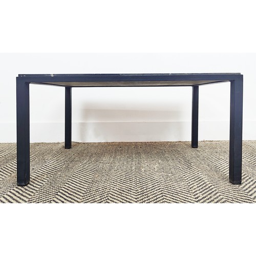 357 - LOW TABLE, mid-20th Century, metal base, stone top, 64cm x 43.5cm x 33.5cm.