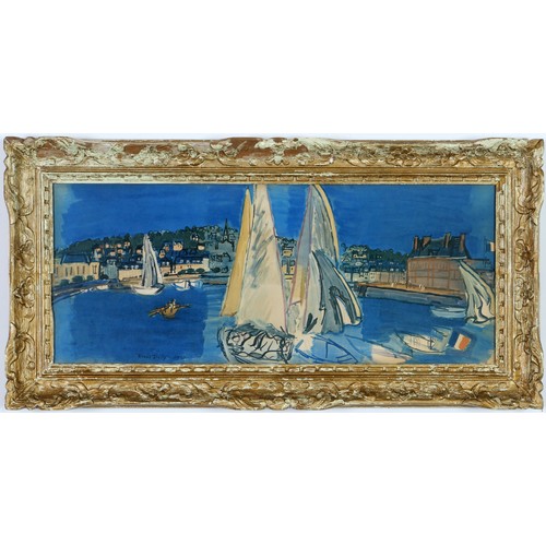 125 - RAOUL DUFY, Drying the sails, signed in the plate offset lithograph, French Montparnasse frame 76cm ... 