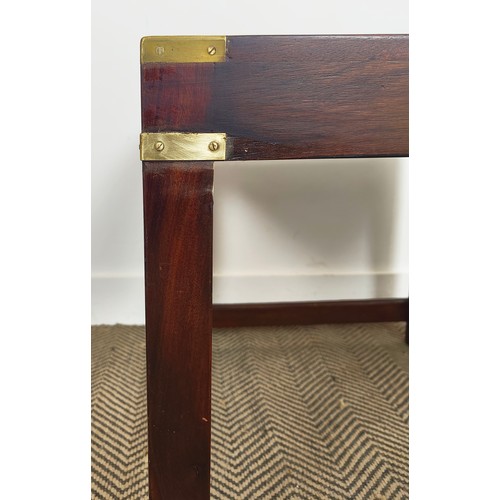 171 - SIDE TABLE, Campaign style, mahogany and brass bound, 56cm x 51cm H.