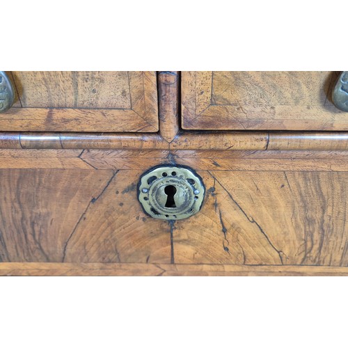 554 - CHEST, Queen Anne walnut, circa 1710, containing five drawers on later bracket feet, 81cm H x 89cm W... 