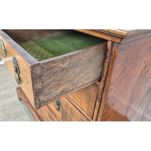 554 - CHEST, Queen Anne walnut, circa 1710, containing five drawers on later bracket feet, 81cm H x 89cm W... 