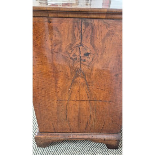 554 - CHEST, Queen Anne walnut, circa 1710, containing five drawers on later bracket feet, 81cm H x 89cm W... 