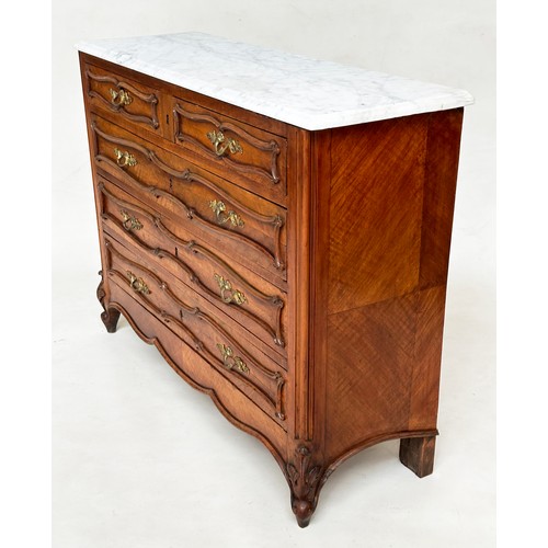 241 - HALL COMMODE, late 19th century French walnut of adapted shallow proportions with five drawers and s... 