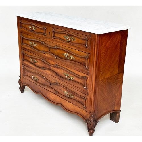 241 - HALL COMMODE, late 19th century French walnut of adapted shallow proportions with five drawers and s... 