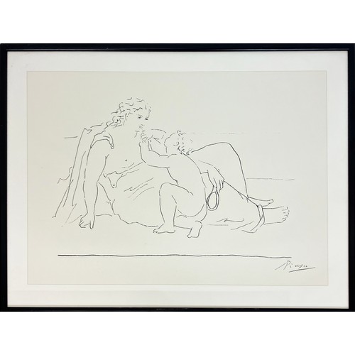 121 - PABLO PICASSO, 'Femme et enfant', lithograph, 55cm x 40cm, signed in the stone, framed.