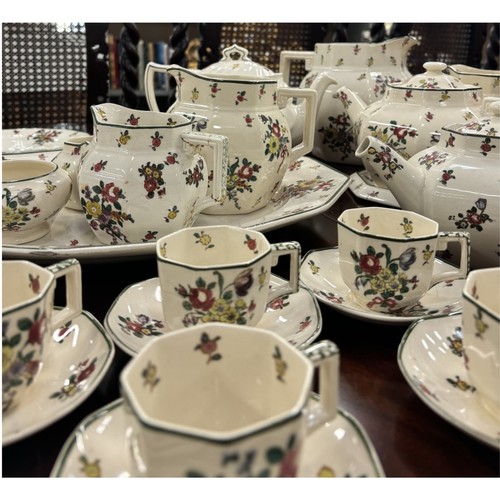 44 - ROYAL DOULTON TEA SERVICE, 'Old Leeds Sprays', comprising fourteen large cups, nine small cups, twen... 