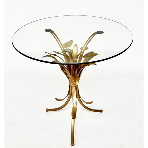 420 - MAISON JANSEN STYLE SIDE TABLE, circular glass on gilt metal wheatsheaf style support, 62cm W x 59cm... 