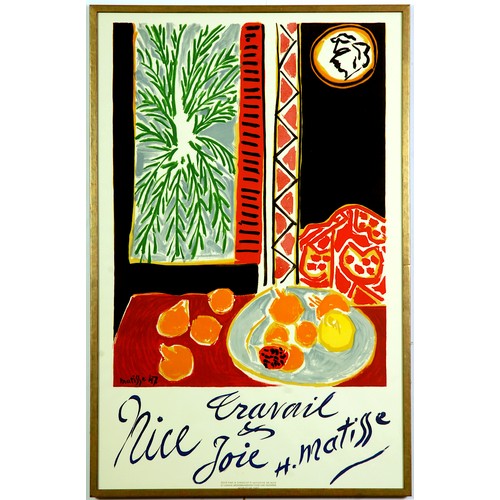 135 - HENRI MATISSE, Nice Travail et Joie, large lithographic travel poster, signed in the plate, 100cm x ... 