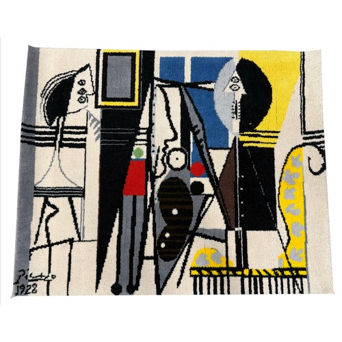 240C - PABLO PICASSO DESSO RUG, Le peintre et son modéle, edition 455/500, 112cm x 90cm.