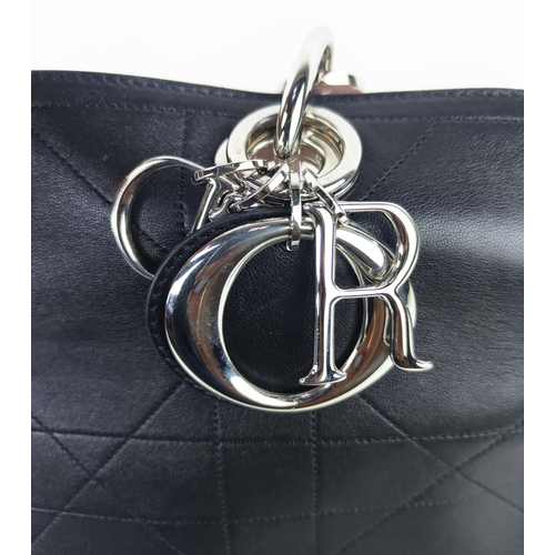 15 - DIOR GRANVILLE BAG, black cannage leather, silver tone hardware with attached charms, double handles... 