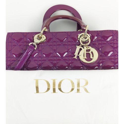 18 - CHRISTIAN DIOR LADY DIOR, patent leather cannage, pale gold tone hardware and D.I.O.R charms, main z... 