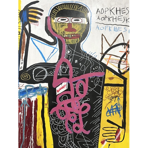 185 - AFTER JEAN-MICHEL BASQUIAT (American 1960-1988), 'Versus Medici', oil on board, 220cm x 139cm.