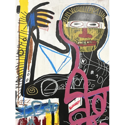 185 - AFTER JEAN-MICHEL BASQUIAT (American 1960-1988), 'Versus Medici', oil on board, 220cm x 139cm.