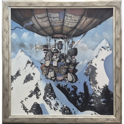 192 - ANDREW DILLON, 'Search for the yeti', oil on canvas, 80cm x 72cm, framed.