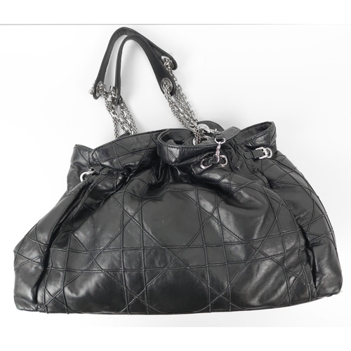 21 - CHRISTIAN DIOR LE TRENTE BAG BY JOHN GALLIANO, black cannage leather, cinched strap with buckle deta... 