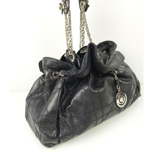 21 - CHRISTIAN DIOR LE TRENTE BAG BY JOHN GALLIANO, black cannage leather, cinched strap with buckle deta... 