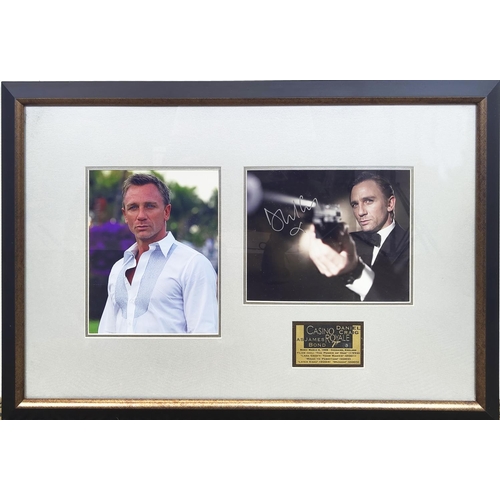 210 - DANIEL CRAIG, Casino Royale, signed presentation of two photographs and a presentation plaque in fra... 