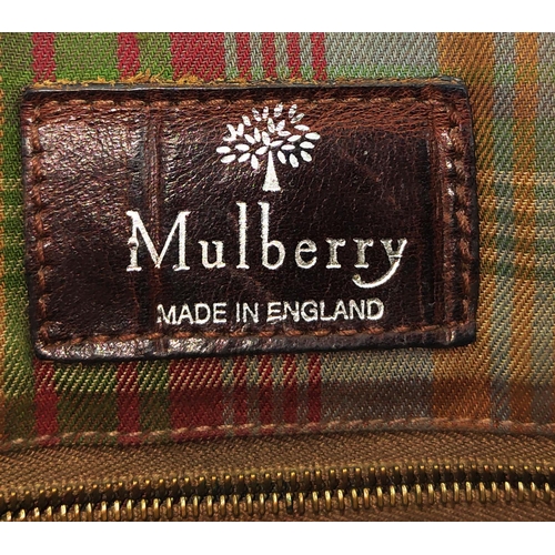 28 - MULBERRY VINTAGE SADDLE BAG, with antiqued brass hardware, adjustable strap, iconic check fabric lin... 