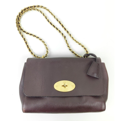 30 - MULBERRY MEDIUM LILY, heavy grain leather, brass hardware, postman's lock closure, woven leather and... 