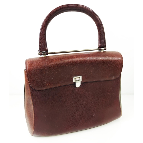 31 - ASPREY OF LONDON HANDBAG, leather with single leather top handle and palladium hardware, fabric lini... 