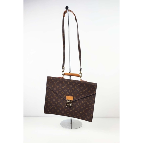 32 - LOUIS VUITTON AMBASSADOR BRIEFCASE, monogram coated canvas with leather trims and handle, detachable... 