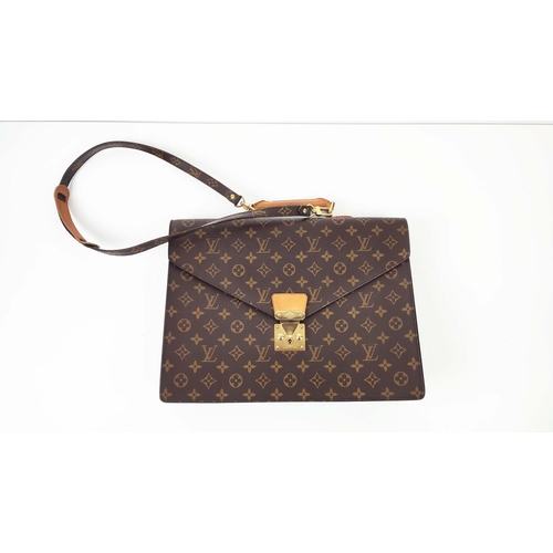 32 - LOUIS VUITTON AMBASSADOR BRIEFCASE, monogram coated canvas with leather trims and handle, detachable... 