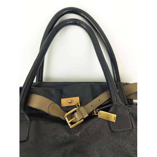 33 - BURBERRY LOWRY TOTE BAG, pleated leather with two handles, buckle detailing, fabric interior with zi... 