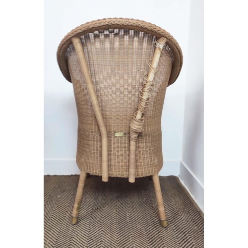 354 - LLOYD LOOM TABLE, 80cm W and two chairs, bears Lloyd Loom plaque.