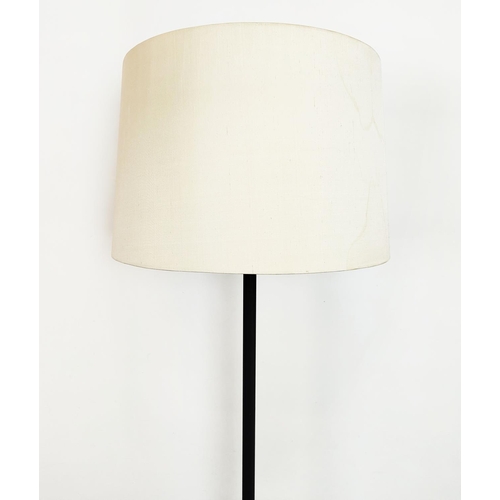 370 - STANDARD LAMP, with a bronzed column and cream shade, 179cm tall overall.