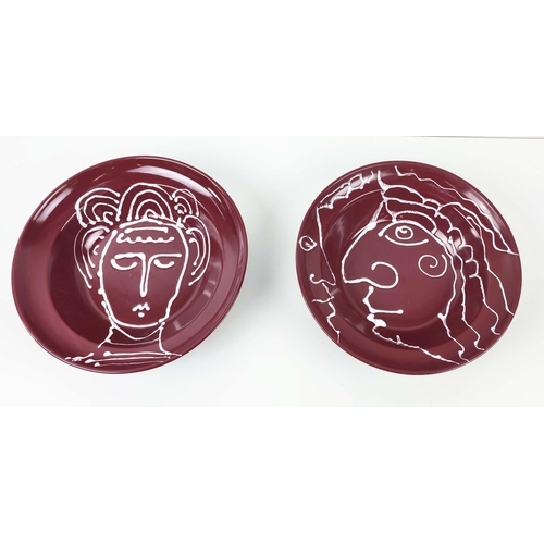 372 - PICASSO STYLE BOWLS, from the Conran Shop, a pair, ox blood, slight blemish to glaze, each 37cm W. (... 