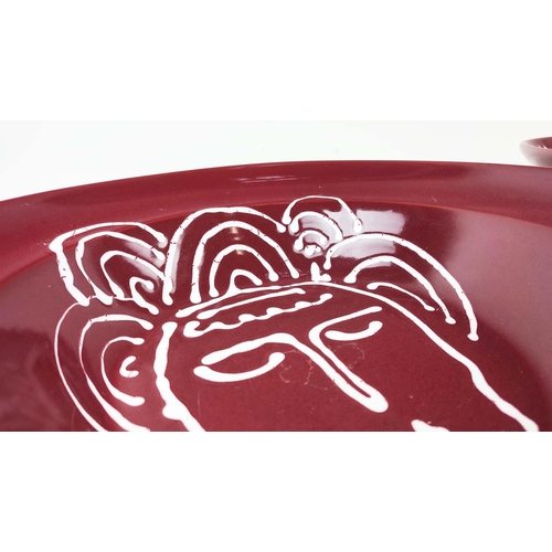 372 - PICASSO STYLE BOWLS, from the Conran Shop, a pair, ox blood, slight blemish to glaze, each 37cm W. (... 